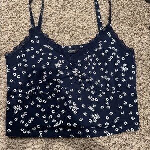 Floral Navy Blue Women's Top